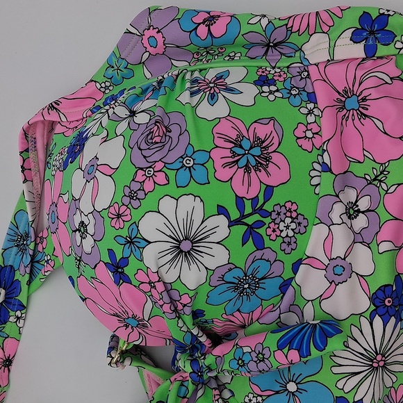 Salt + Cove Peony Party Molded-Cup X-Back Tankini Top Multicolor 1X(16/18) - Picture 5 of 9